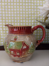 Load image into Gallery viewer, Winter Scene Pitcher with Embossed Log Cabin and Pine Trees