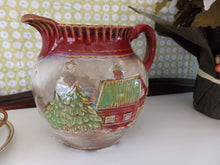 Load image into Gallery viewer, Winter Scene Pitcher with Embossed Log Cabin and Pine Trees