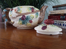 Load image into Gallery viewer, Vintage Haldon Group Blackberries and Vines Teapot, Ceramic Cottage Basket Weave Teapot