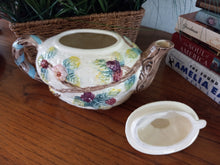 Load image into Gallery viewer, Vintage Haldon Group Blackberries and Vines Teapot, Ceramic Cottage Basket Weave Teapot