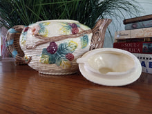 Load image into Gallery viewer, Vintage Haldon Group Blackberries and Vines Teapot, Ceramic Cottage Basket Weave Teapot