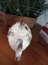 Load image into Gallery viewer, Vintage Haldon Group Blackberries and Vines Teapot, Ceramic Cottage Basket Weave Teapot