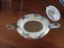 Load image into Gallery viewer, Vintage Haldon Group Blackberries and Vines Teapot, Ceramic Cottage Basket Weave Teapot