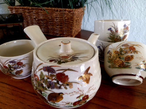 Japanese Metallic Gold Side Pour Teapot Set with 4 Cups