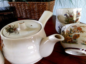 Japanese Metallic Gold Side Pour Teapot Set with 4 Cups