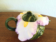 Load image into Gallery viewer, World Bazaar Hand Painted Iris Shaped Teapot