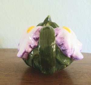 World Bazaar Hand Painted Iris Shaped Teapot
