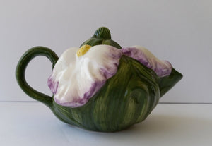 World Bazaar Hand Painted Iris Shaped Teapot