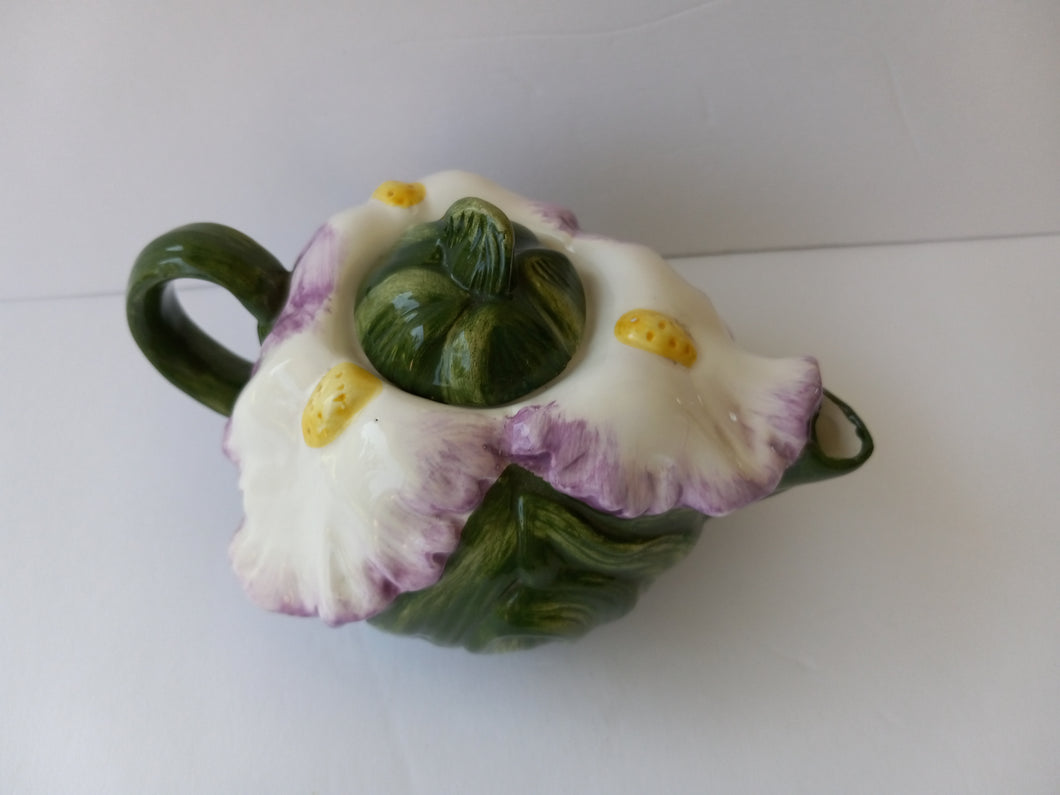 World Bazaar Hand Painted Iris Shaped Teapot