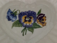 Load image into Gallery viewer, Belleek Ireland Ceramic Trinket Dish with Hand Painted Pansies