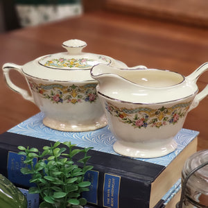 Vintage Crown Ivory China Cream and Sugar 1930's