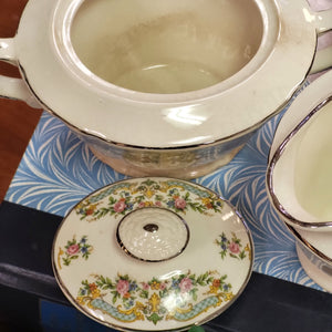 Vintage Crown Ivory China Cream and Sugar 1930's