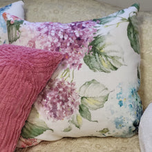Load image into Gallery viewer, Handmade Hydrangea and Chenille Pillow