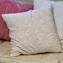 Load image into Gallery viewer, Handmade Hydrangea and Chenille Pillow