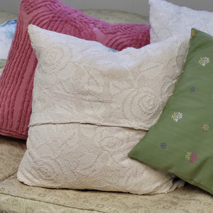 Handmade Hydrangea and Chenille Pillow