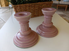 Load image into Gallery viewer, Pair of Ceramic Pink Candle holders