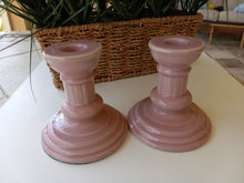 Load image into Gallery viewer, Pair of Ceramic Pink Candle holders
