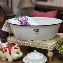 Load image into Gallery viewer, Enamelware black and white oval tub 1950&#39;s