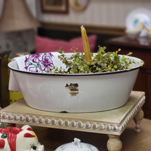 Load image into Gallery viewer, Enamelware black and white oval tub 1950&#39;s