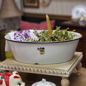 Enamelware black and white oval tub 1950's