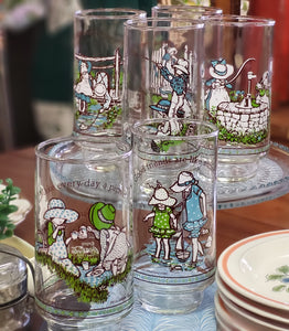 Holly Hobbie Coca Cola Collector Glasses - Set of 6.