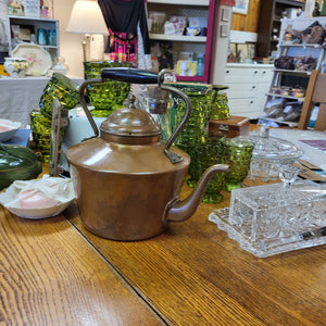Vintage Portuguese Copper Kettle Teapot Wood Handle