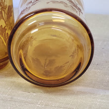 Load image into Gallery viewer, Vintage Libbey Floral Amber Juice Glasses Set of 2