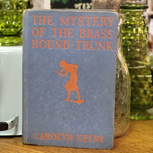 Nancy Drew Mystery Stories - The Mystery of the Brass Bound Trunk, Blue and Orange Cover, 1940
