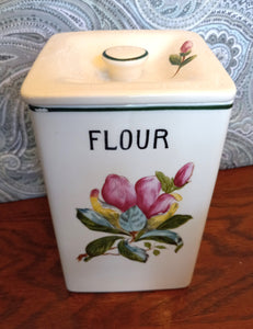 Vintage Royal Sealy Japan Ceramic Canisters, Hand Painted Floral Design