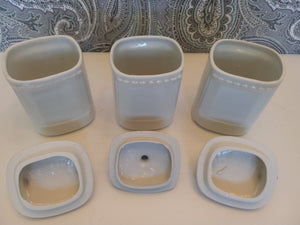 Antique Porcelain German Made Spice Jars with Hand Painted Birds - Set of 3