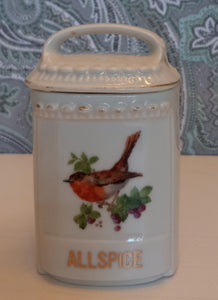 Antique Porcelain German Made Spice Jars with Hand Painted Birds - Set of 3
