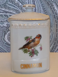 Antique Porcelain German Made Spice Jars with Hand Painted Birds - Set of 3