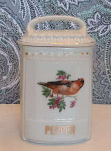 Antique Porcelain German Made Spice Jars with Hand Painted Birds - Set of 3