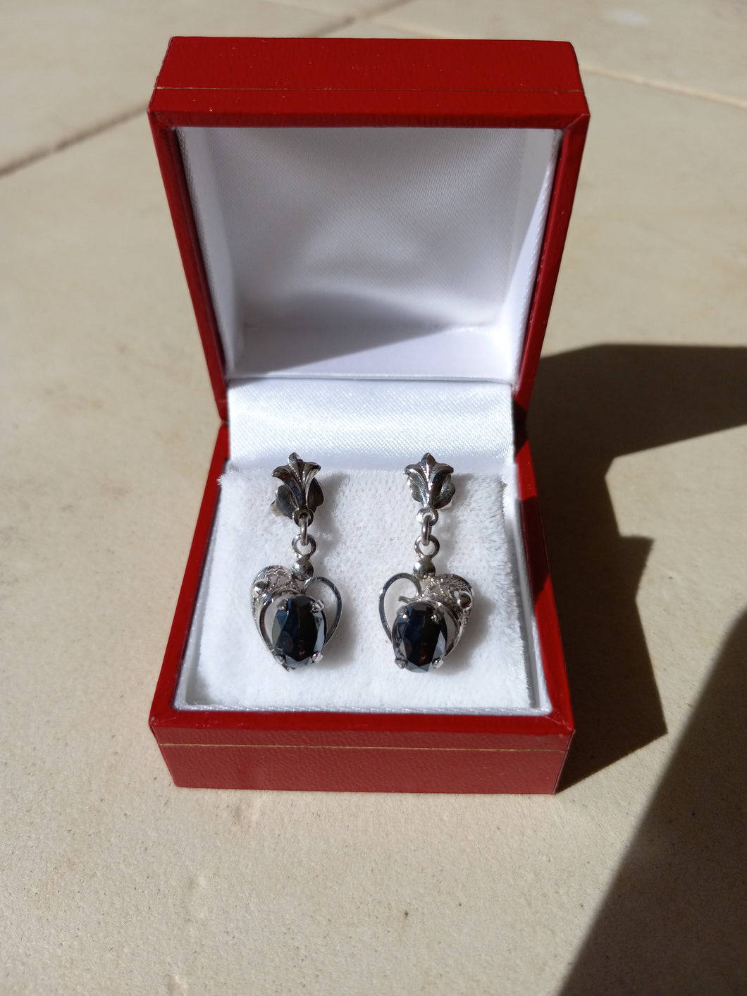 Zeidell's Black Tourmaline Stone in Heart Shaped Earrings