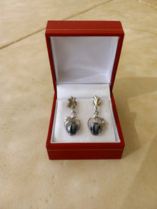 Zeidell's Black Tourmaline Stone in Heart Shaped Earrings