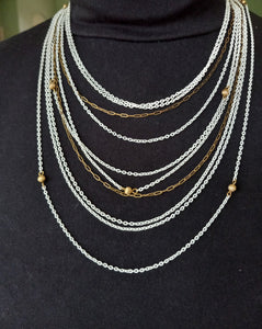 Vintage White Linked and Copper Toned Paperclip Chain Style Necklace With 8 White and 2 Copper Chains