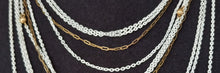 Load image into Gallery viewer, Vintage White Linked and Copper Toned Paperclip Chain Style Necklace With 8 White and 2 Copper Chains