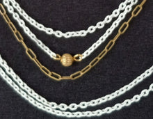 Load image into Gallery viewer, Vintage White Linked and Copper Toned Paperclip Chain Style Necklace With 8 White and 2 Copper Chains
