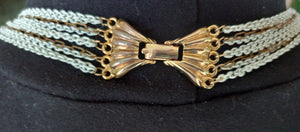 Vintage White Linked and Copper Toned Paperclip Chain Style Necklace With 8 White and 2 Copper Chains