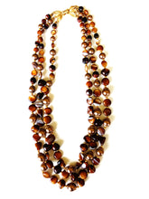 Load image into Gallery viewer, Vintage Trifari Brown Tones Tiger Eye Bead Double Strand 20&quot; Necklace