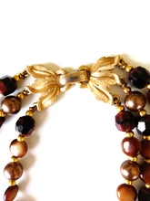 Load image into Gallery viewer, Vintage Trifari Brown Tones Tiger Eye Bead Double Strand 20&quot; Necklace