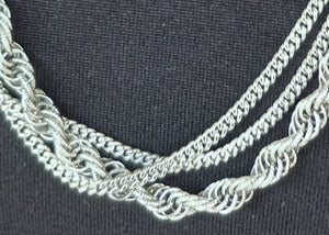 Monet 3 Chain 56 inch Silver Necklace