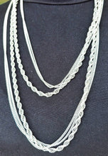 Load image into Gallery viewer, Monet 3 Chain 56 inch Silver Necklace