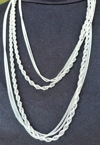 Monet 3 Chain 56 inch Silver Necklace