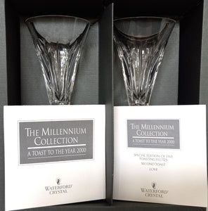 Waterford Crystal The Millennium Collection "Love Toasting Flute Pair" to the Year 2000 #25