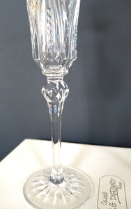 Pair of Cristal Champagne Flutes by J G Durand France