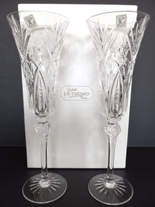 Pair of Cristal Champagne Flutes by J G Durand France