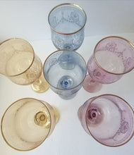 Load image into Gallery viewer, Vintage From &quot;Italian Decor &quot; Colored Crystal Etched Wine Glasses - Set of 6 in Original Box