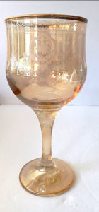 Vintage From "Italian Decor " Colored Crystal Etched Wine Glasses - Set of 6 in Original Box