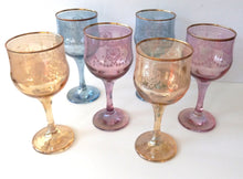 Load image into Gallery viewer, Vintage From &quot;Italian Decor &quot; Colored Crystal Etched Wine Glasses - Set of 6 in Original Box